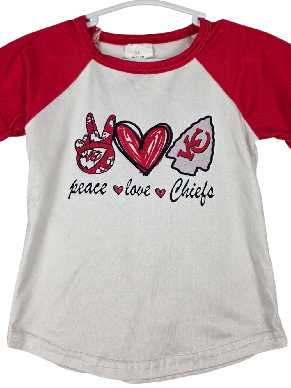 Peace Love Chiefs Ragan Bell Bottom Toddler Girl 2 Peice Outfit Sz XS 12-18 Mo - Picture 3 of 6